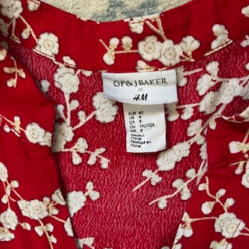 Red Floral Short Sleeve Women's Dress - Picture 5 of 10